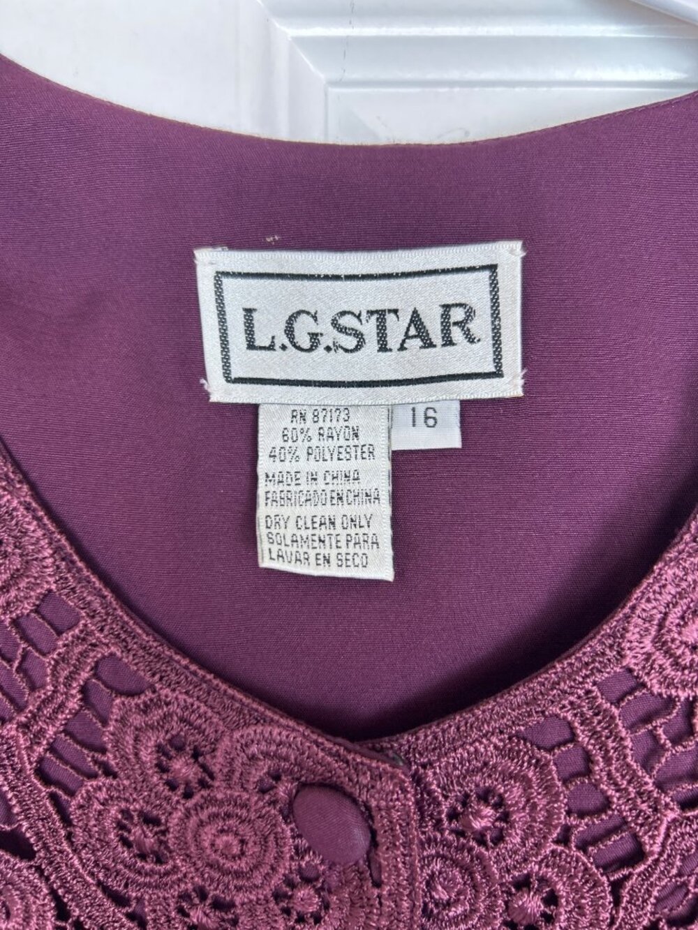 NWT Vtg L.G Star Midi Dress Sz 16 Fit & Flare Button Front Lace Collar Feminine - Picture 4 of 11